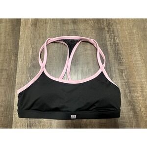 Victorias Secret Pink Yoga Black Sports Bra Large